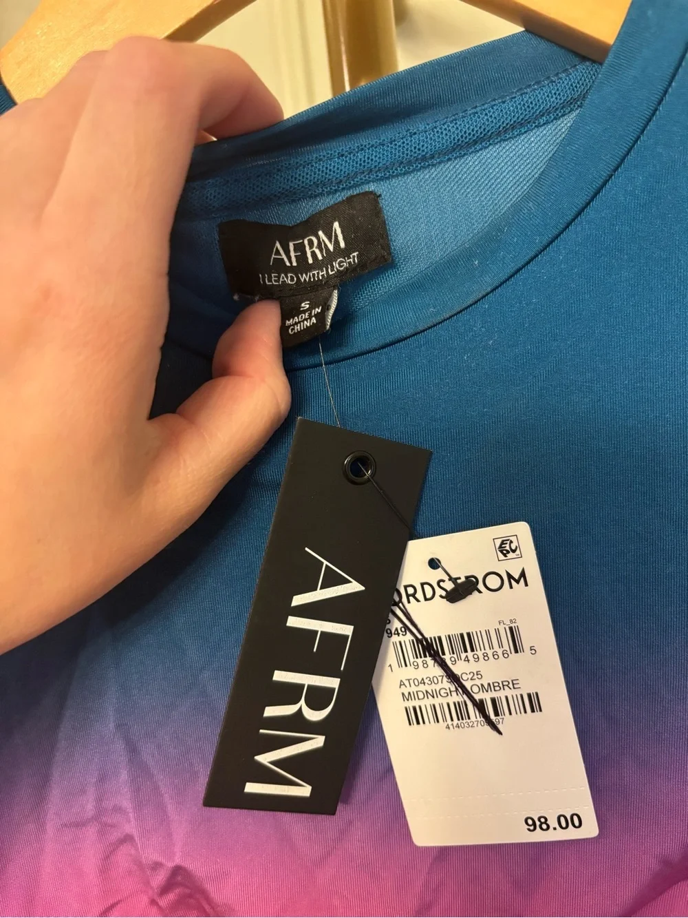 AFRM Crop Top Ombre Long Sleeve Ruched MSRP $99